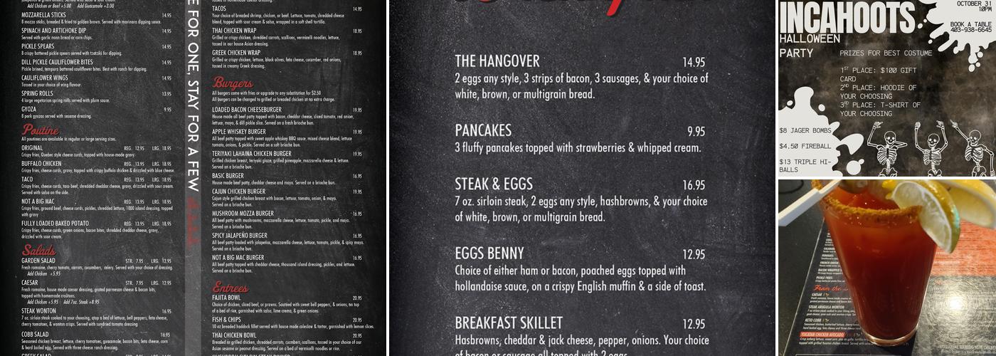 In Cahoots Bar & Grill Inc Menu