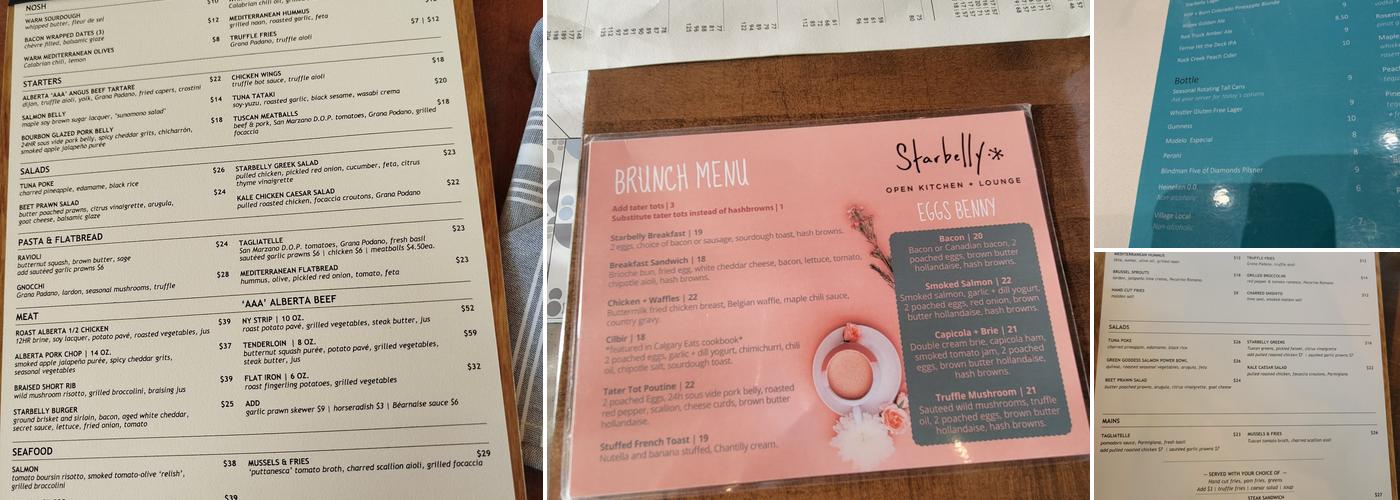 Starbelly Open Kitchen & Lounge Menu