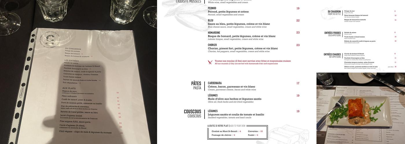 Comme Chez Soi Menu