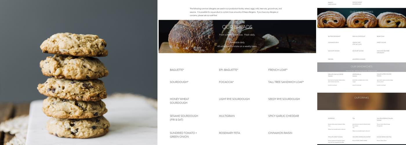 Tall Tree Bakery Menu