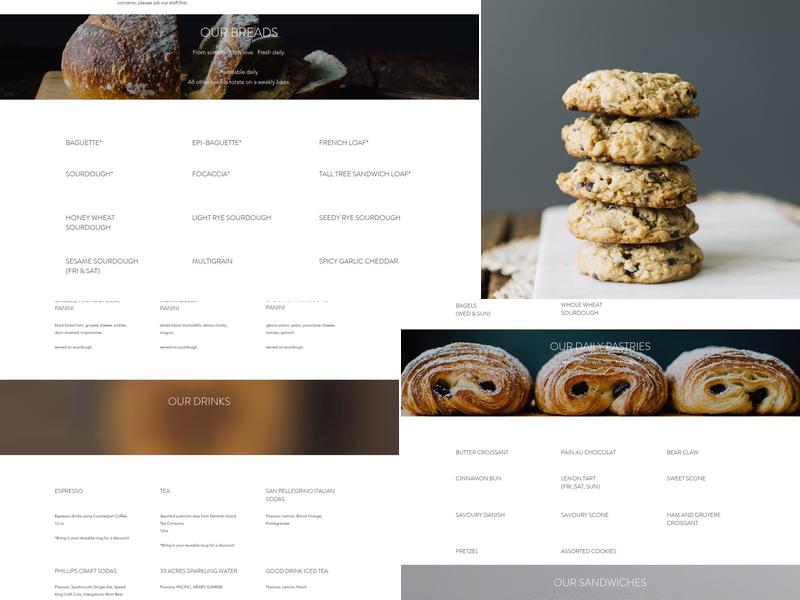 Tall Tree Bakery Menu