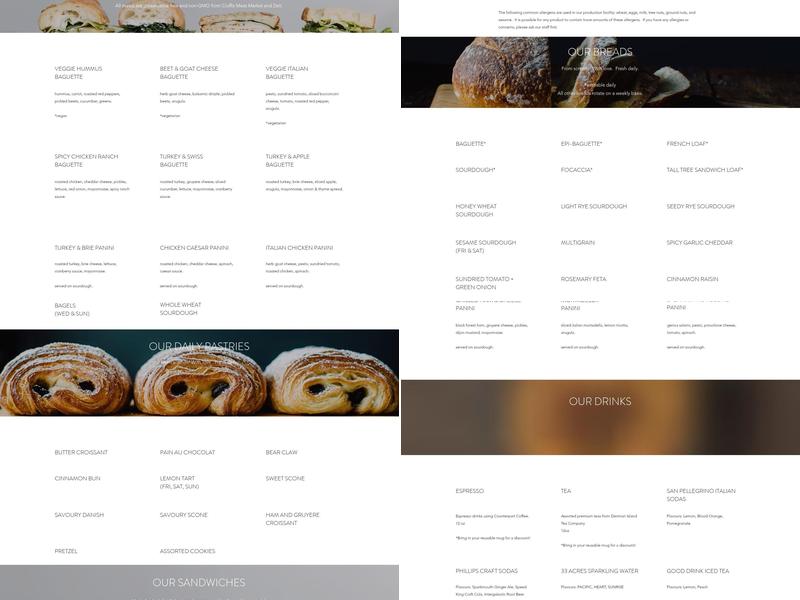 Tall Tree Bakery Menu