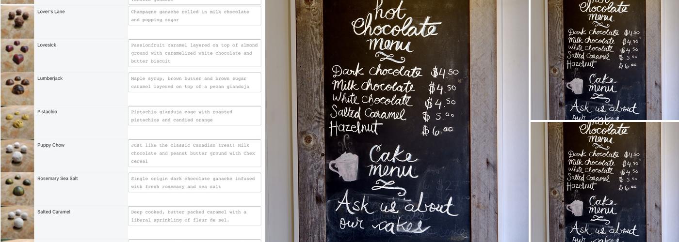 Xoco Chocolate Menu