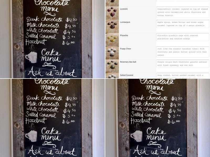 Xoco Chocolate Menu