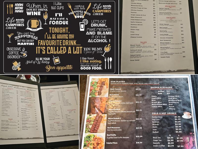 Mazati VIP Mediterranean restaurant Menu