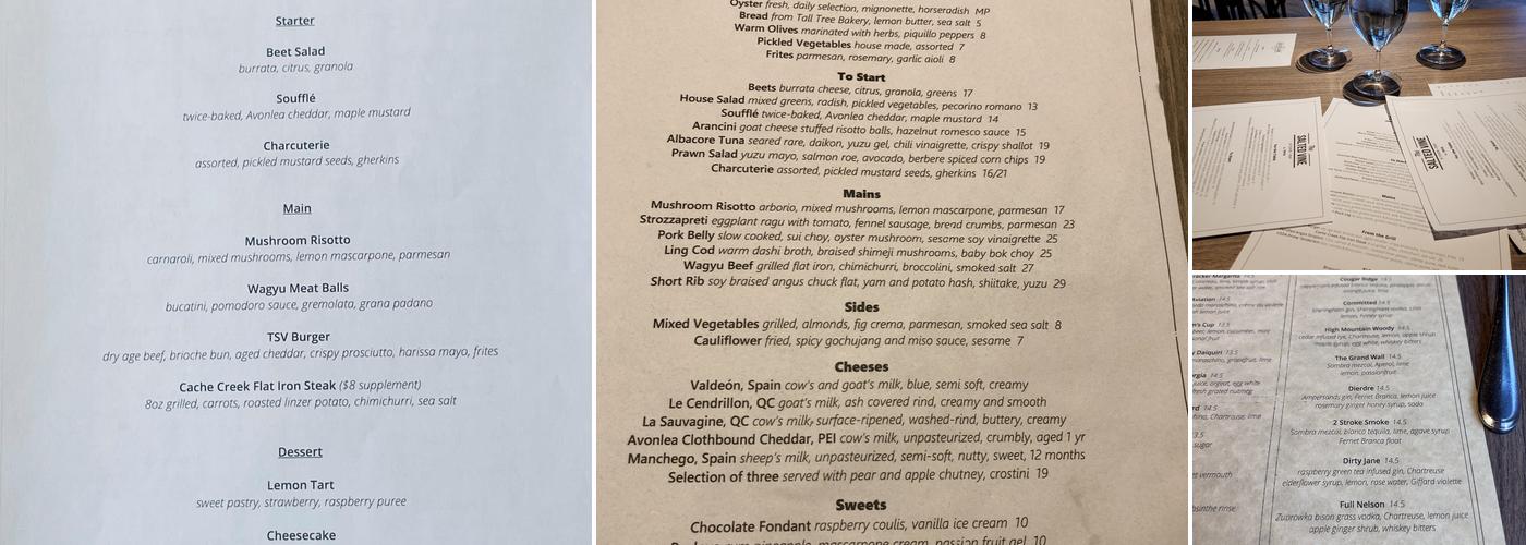 The Salted Vine Kitchen + Bar Menu