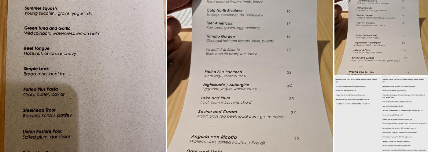 FRILU Menu