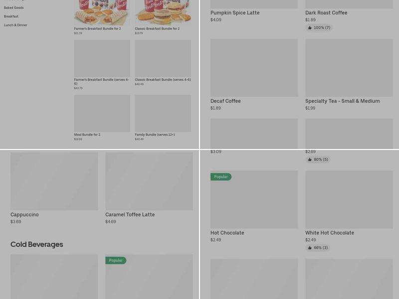 Tim Hortons Menu