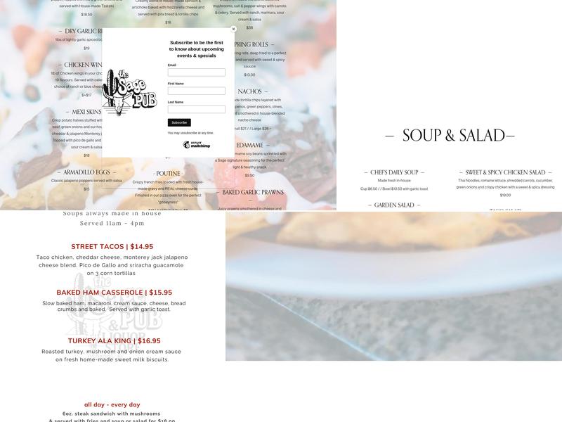 The Sage Pub & Liquor Store Menu