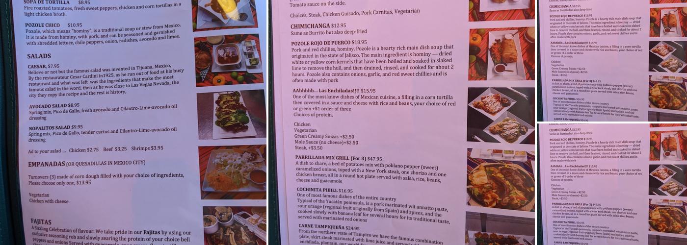 Guacamole Mexican Bistro Menu