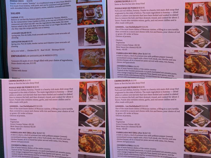 Guacamole Mexican Bistro Menu