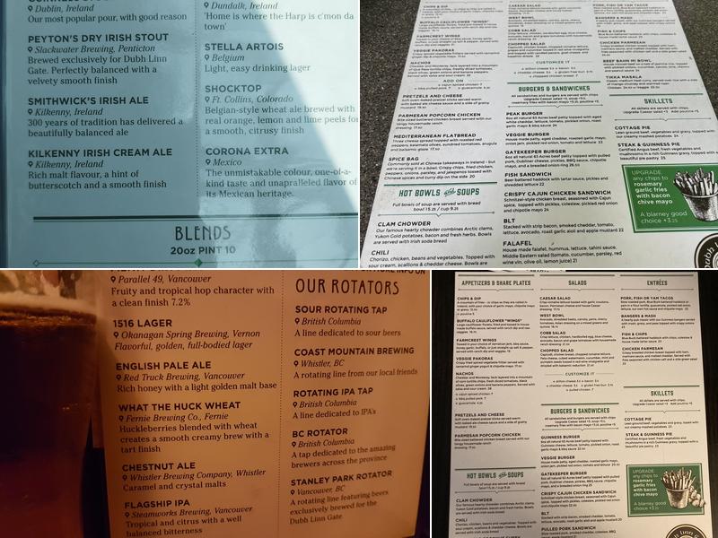 Dubh Linn Gate Irish Pub Menu
