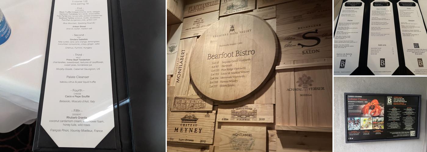 Bearfoot Bistro Menu