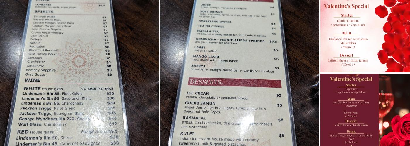 Indian Kitchen Menu