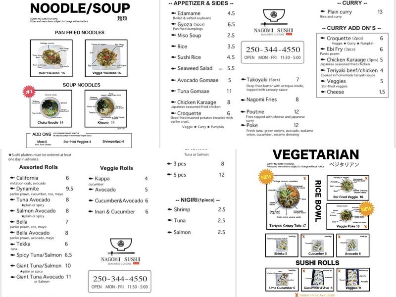 Nagomi Sushi Menu