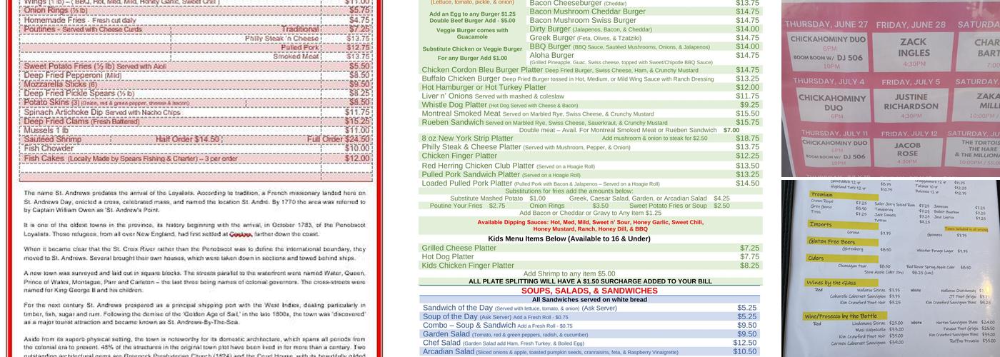Red Herring Pub Menu