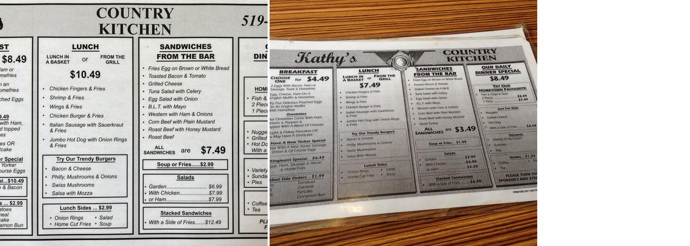 Kathy's Country Kitchen Menu