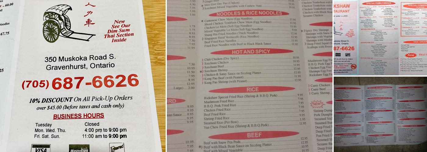 Rickshaw Restaurant Menu