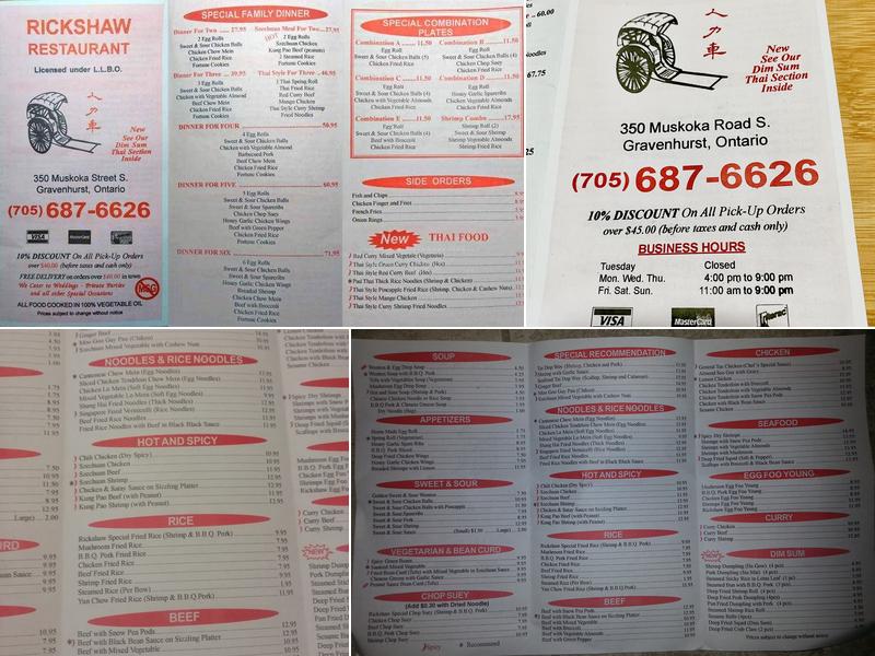 Rickshaw Restaurant Menu