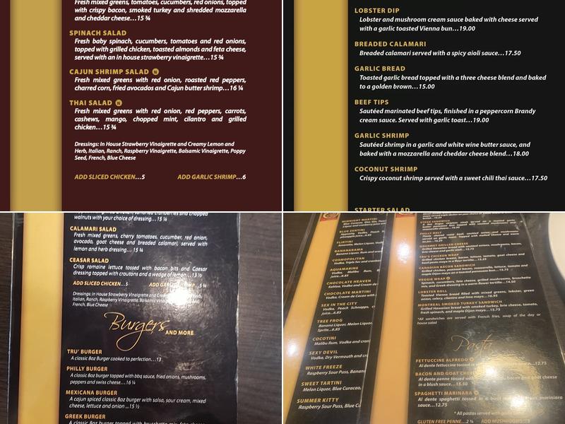 Tru's Grill House - Chatham Restaurant Menu
