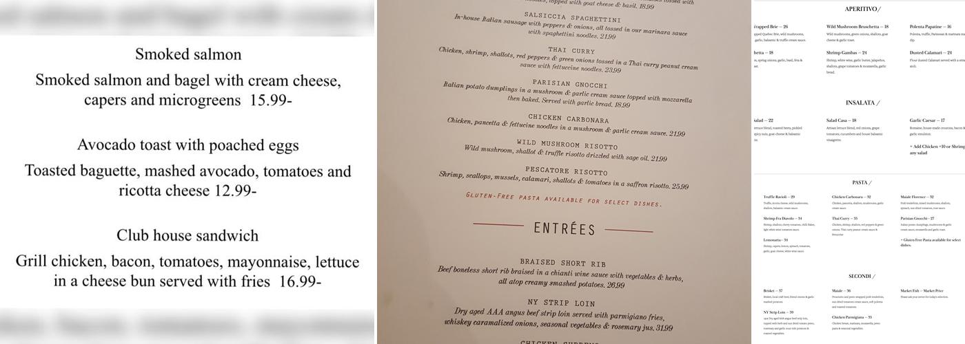 Lilly's Italian Eatery Menu