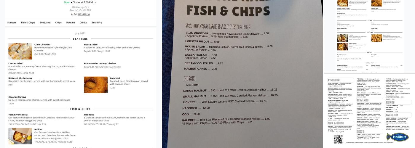 For The Halibut Fish & Chips Menu