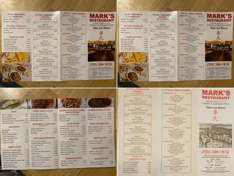 Mark's Restaurant Menu