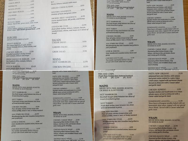 Jenny's Bar & Grill Menu