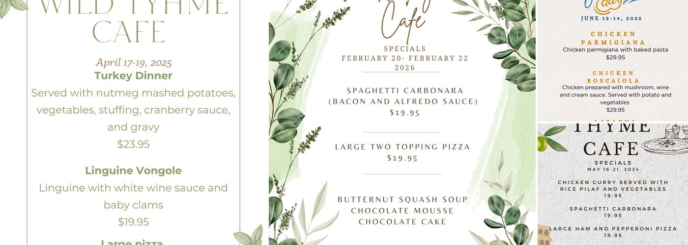 Wild Thyme Cafe Menu