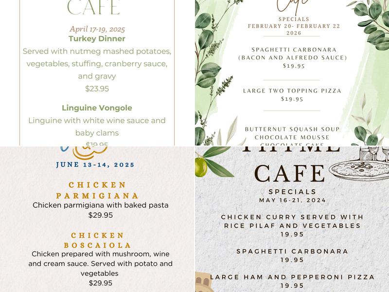 Wild Thyme Cafe Menu
