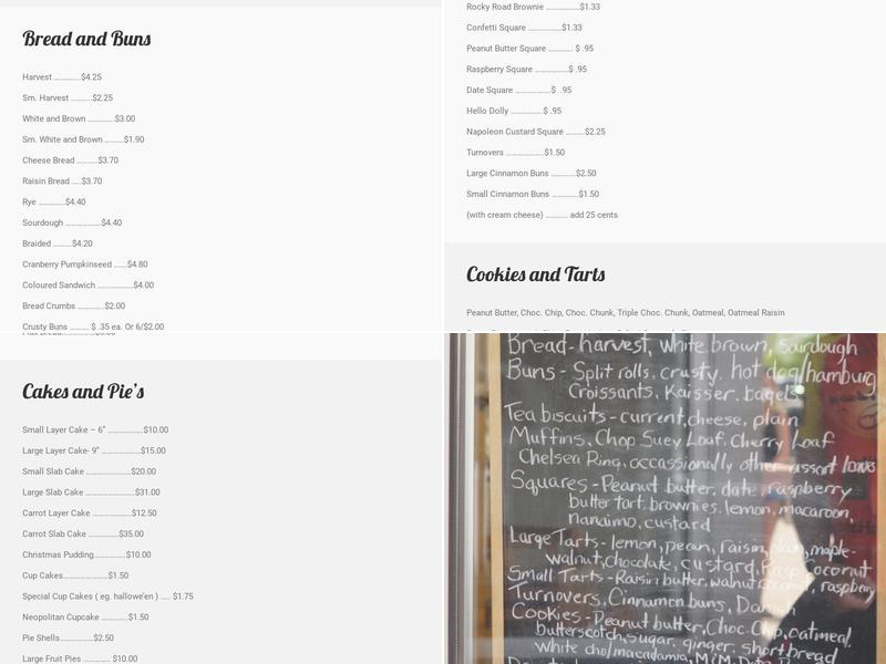 Culbert's Bakery Menu