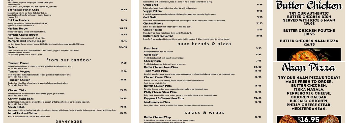 Atlantic Pub & Stay Menu