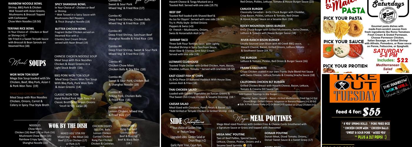 Rainbow Wok & Grill / the Bow Lounge Menu