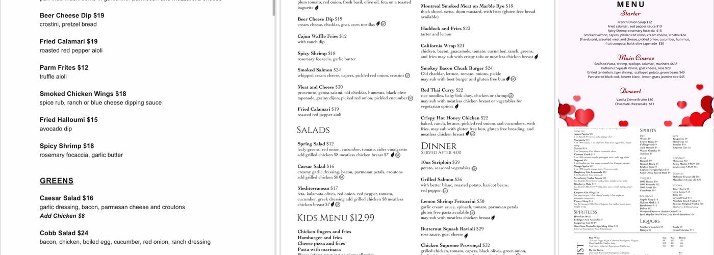 William’s Restaurant Menu