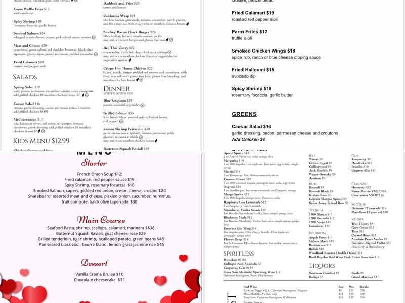 William’s Restaurant Menu
