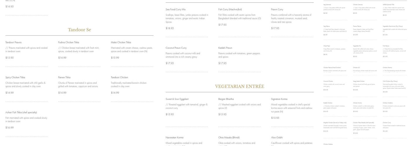 JPs Indian Bistro Menu