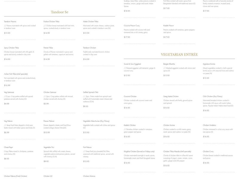 JPs Indian Bistro Menu