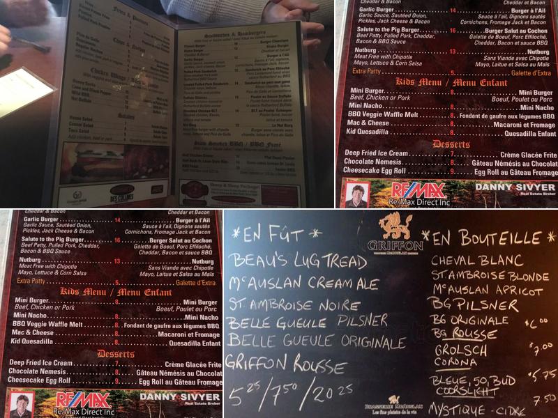 The Blacksheep Inn / Auberge Le Mouton Noir Menu