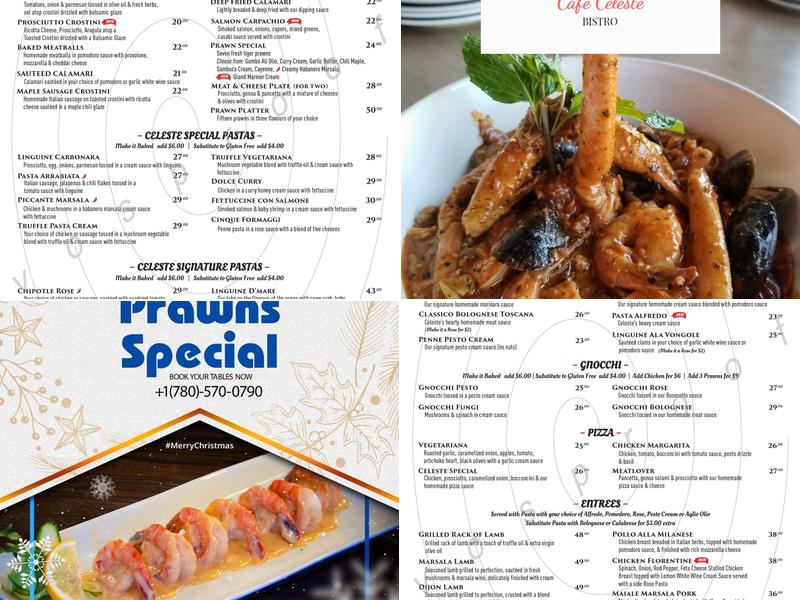 Cafe Celeste Bistro Menu