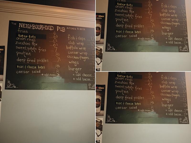The Neighbourhood Pub Menu