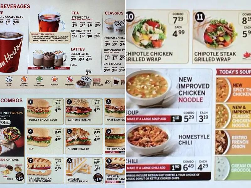 Tim Hortons Menu