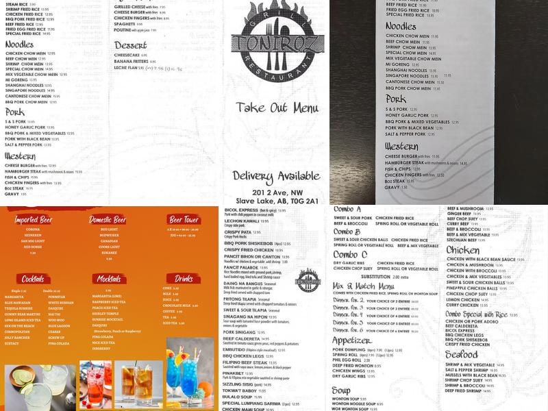 Toniroz Grill & Restaurant Menu