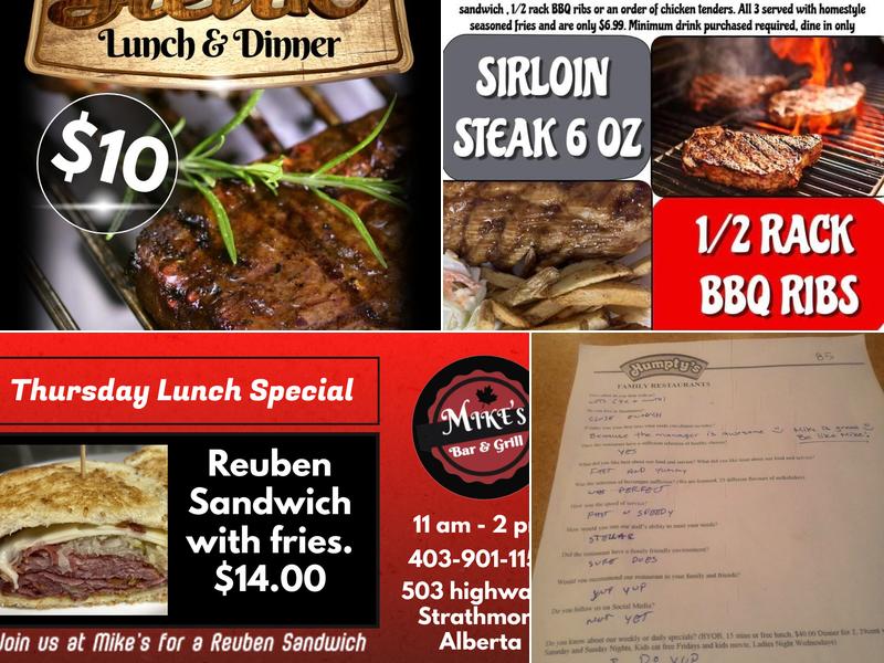 Mike's Bar & Grill Strathmore Menu