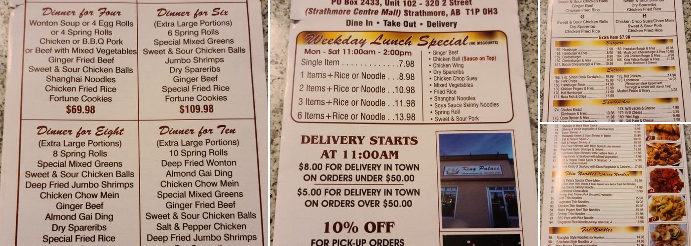 Strathmore Palace Menu