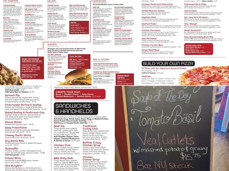 The Boss Breakfast & Steakhouse Menu