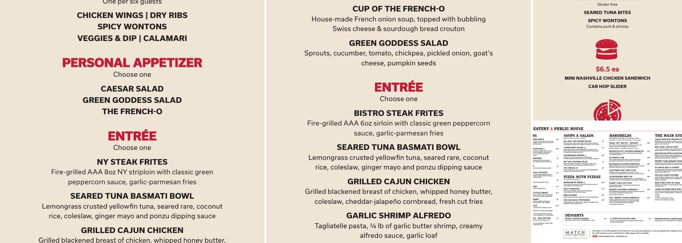 Match Eatery & Public House - Hanover Menu