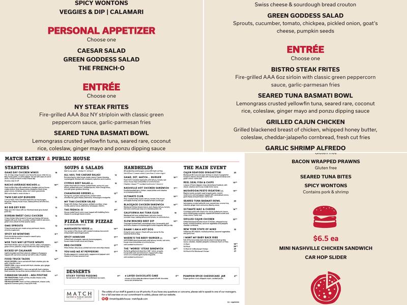 Match Eatery & Public House - Hanover Menu
