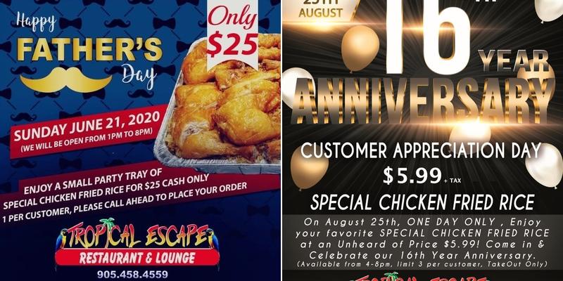 Tropical Escape Restaurant Menu