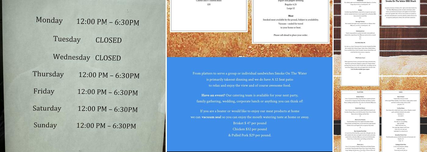 Smoke on the Water BBQ Shack Menu