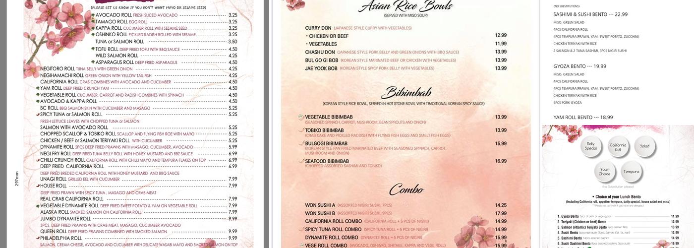 Won Japanese Restaurant Menu